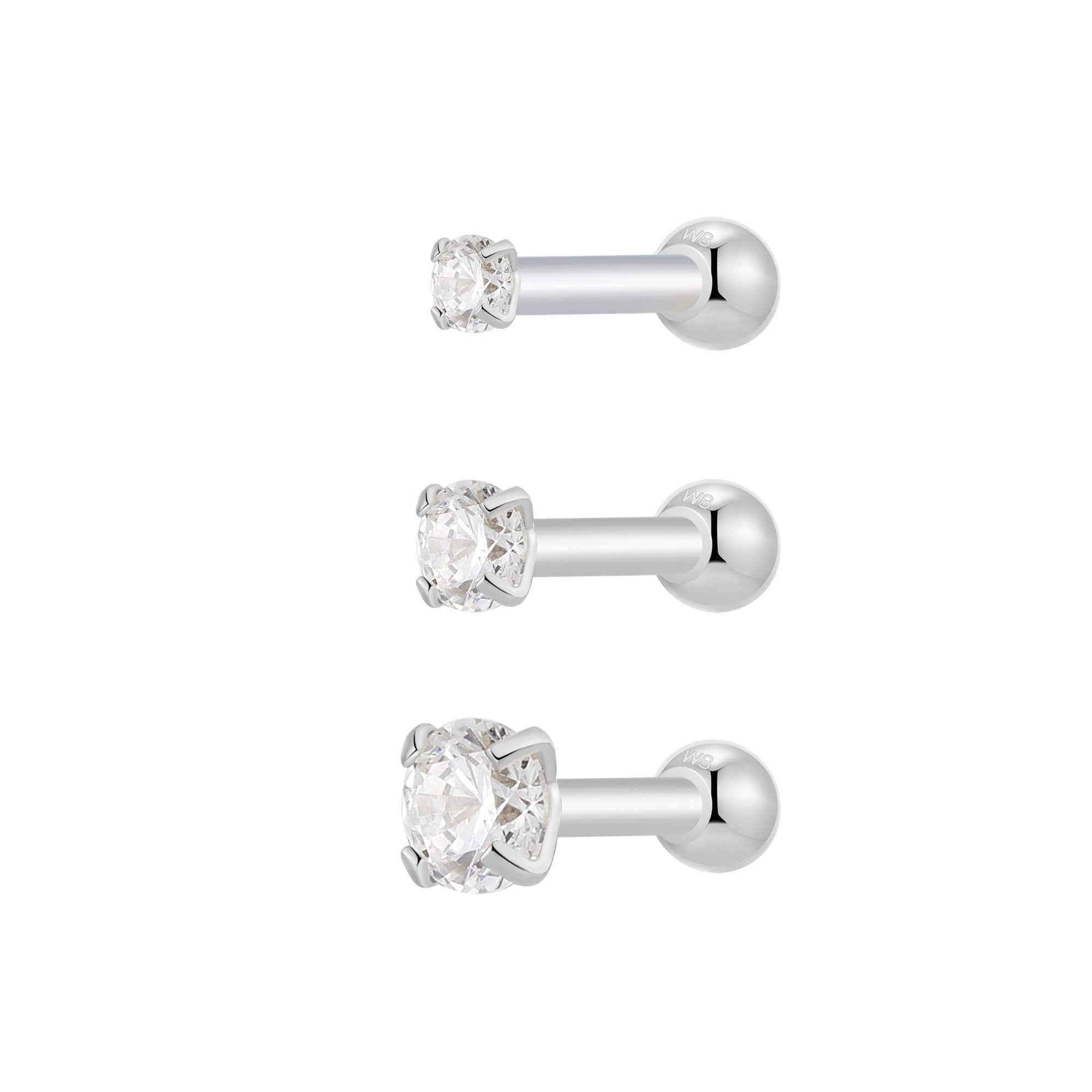 White Simple CZ Piercing Bundle