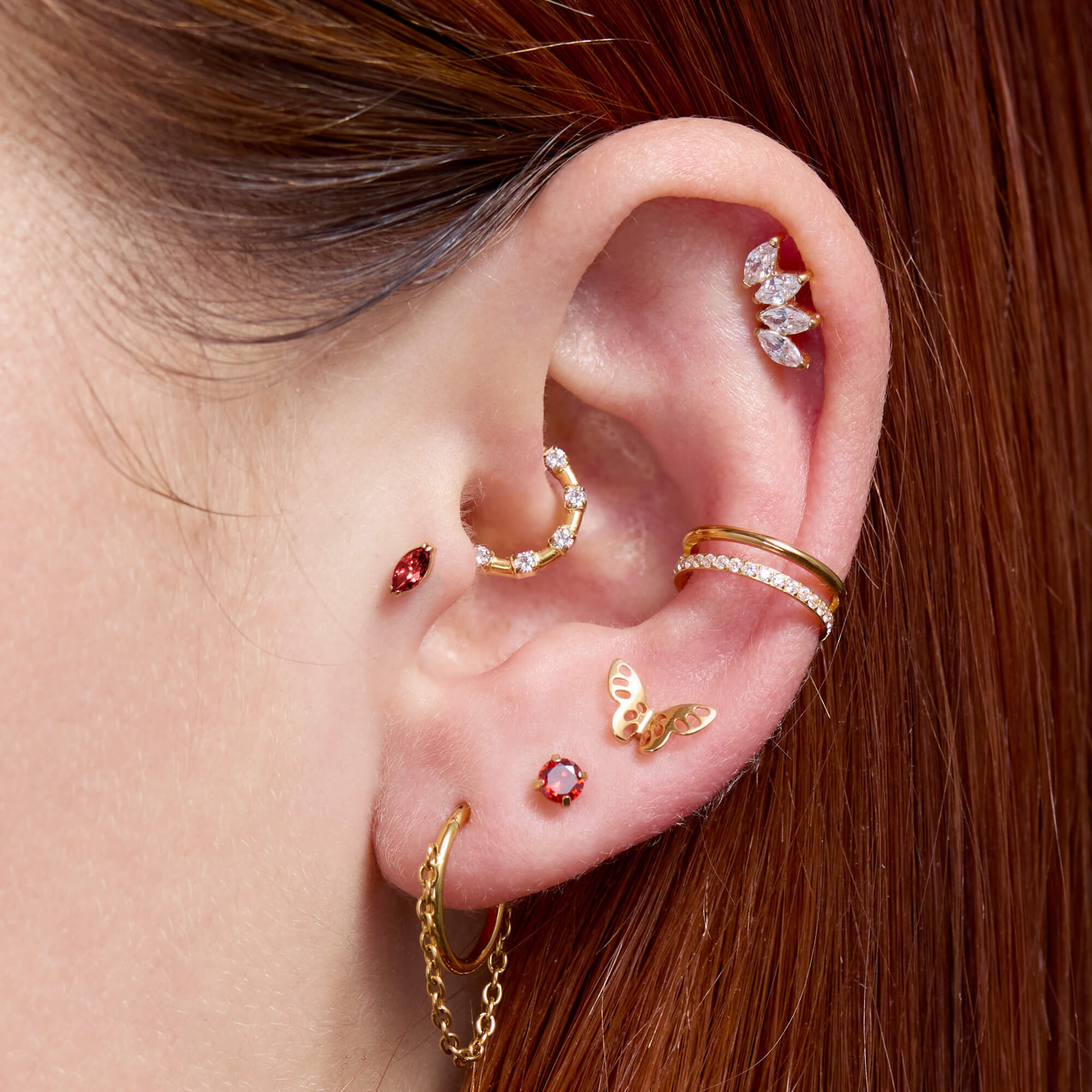 Red Marquise Piercing
