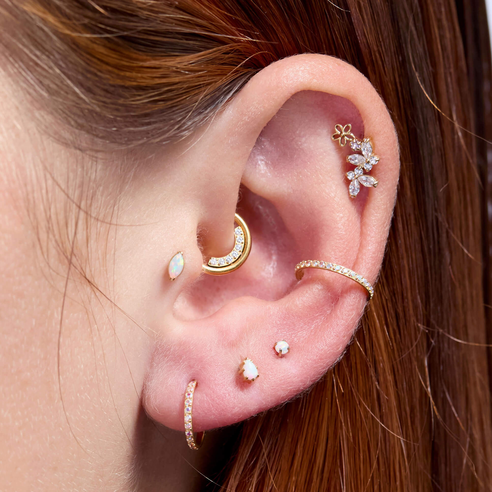 White Opal Teardrop Piercing