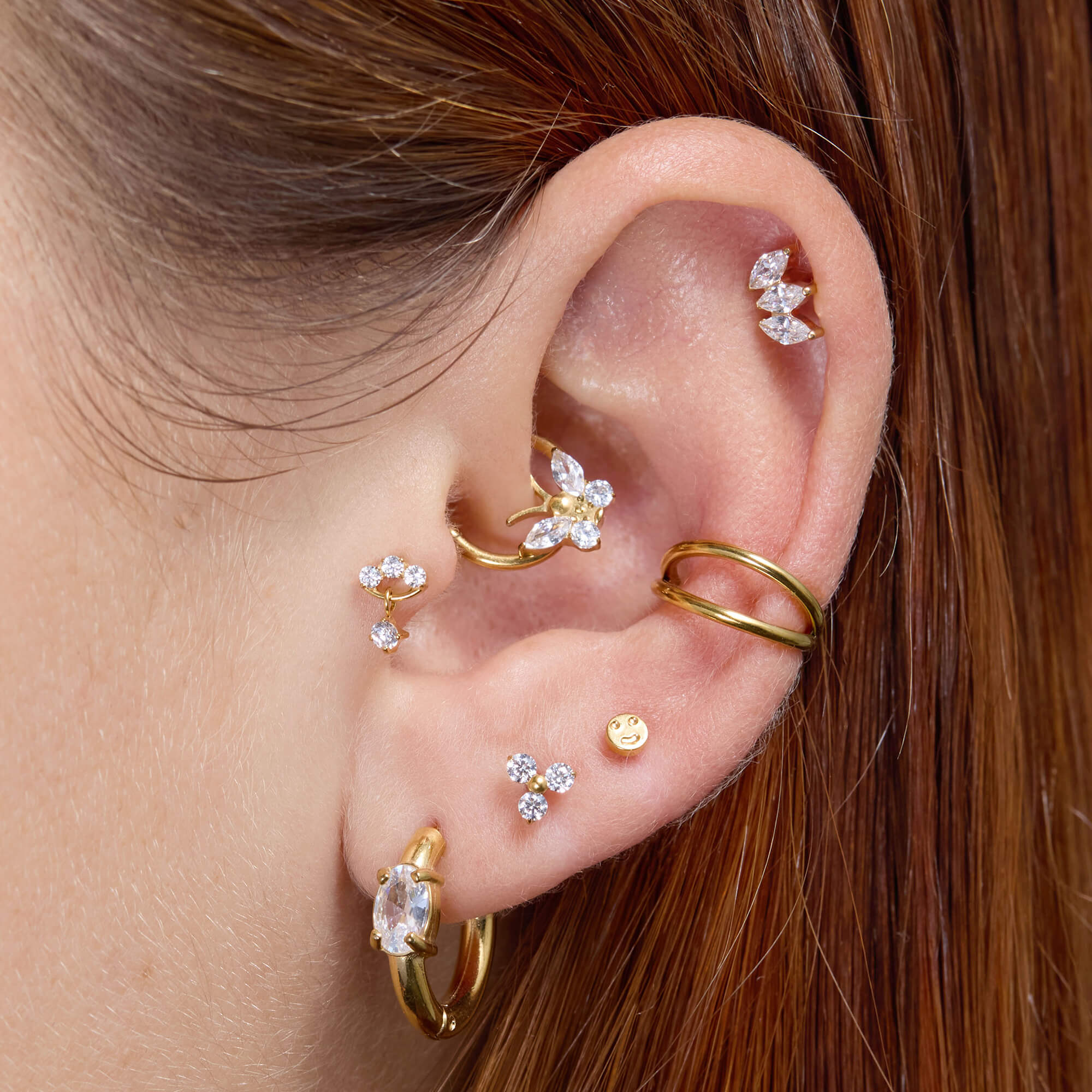 White Oval Chubby Hoops (18G)