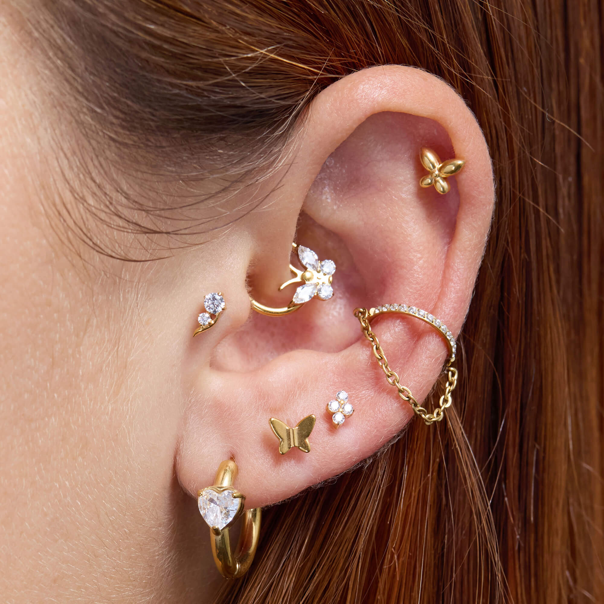 White Heart Chubby Hoops (18G)