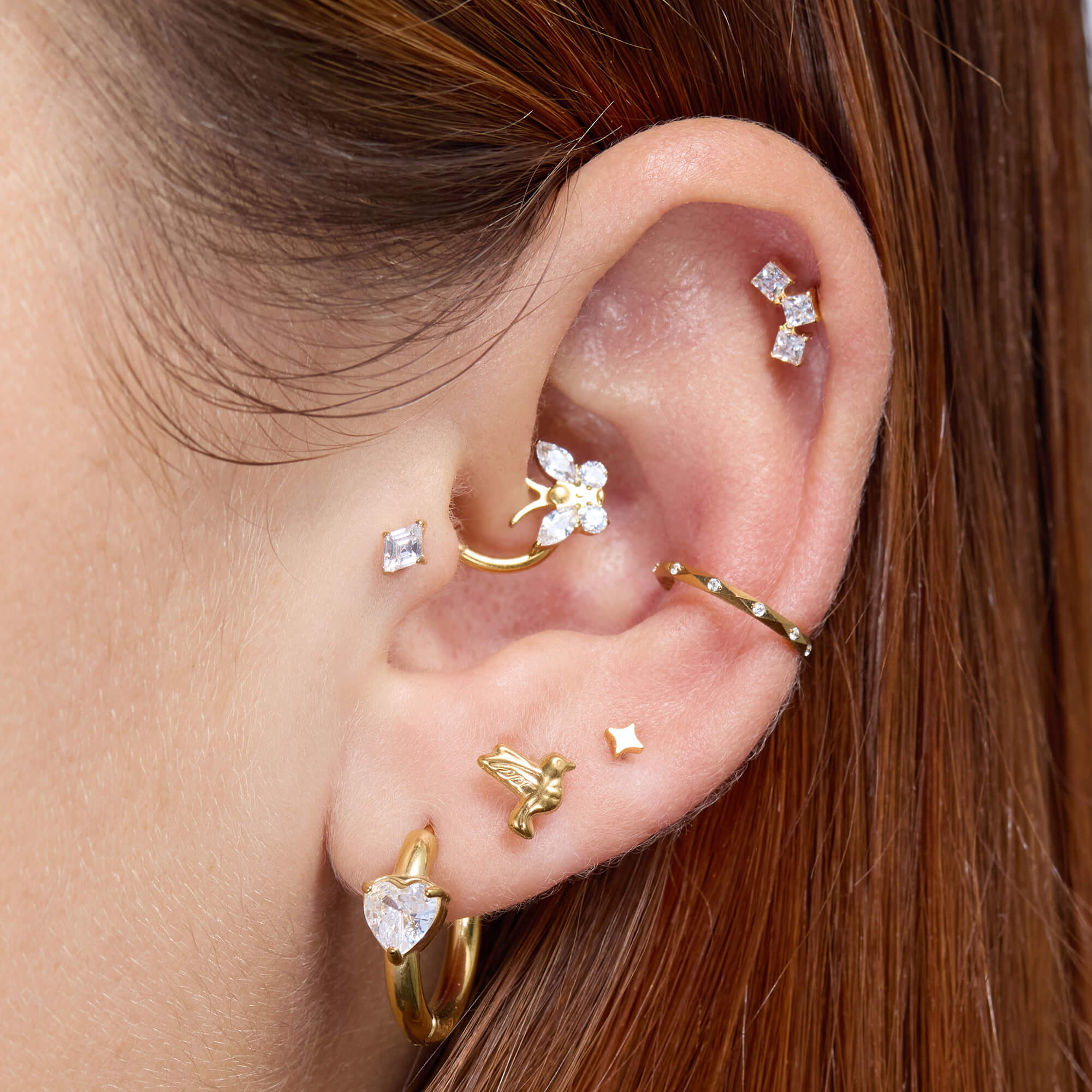White Heart Chubby Hoops (18G)