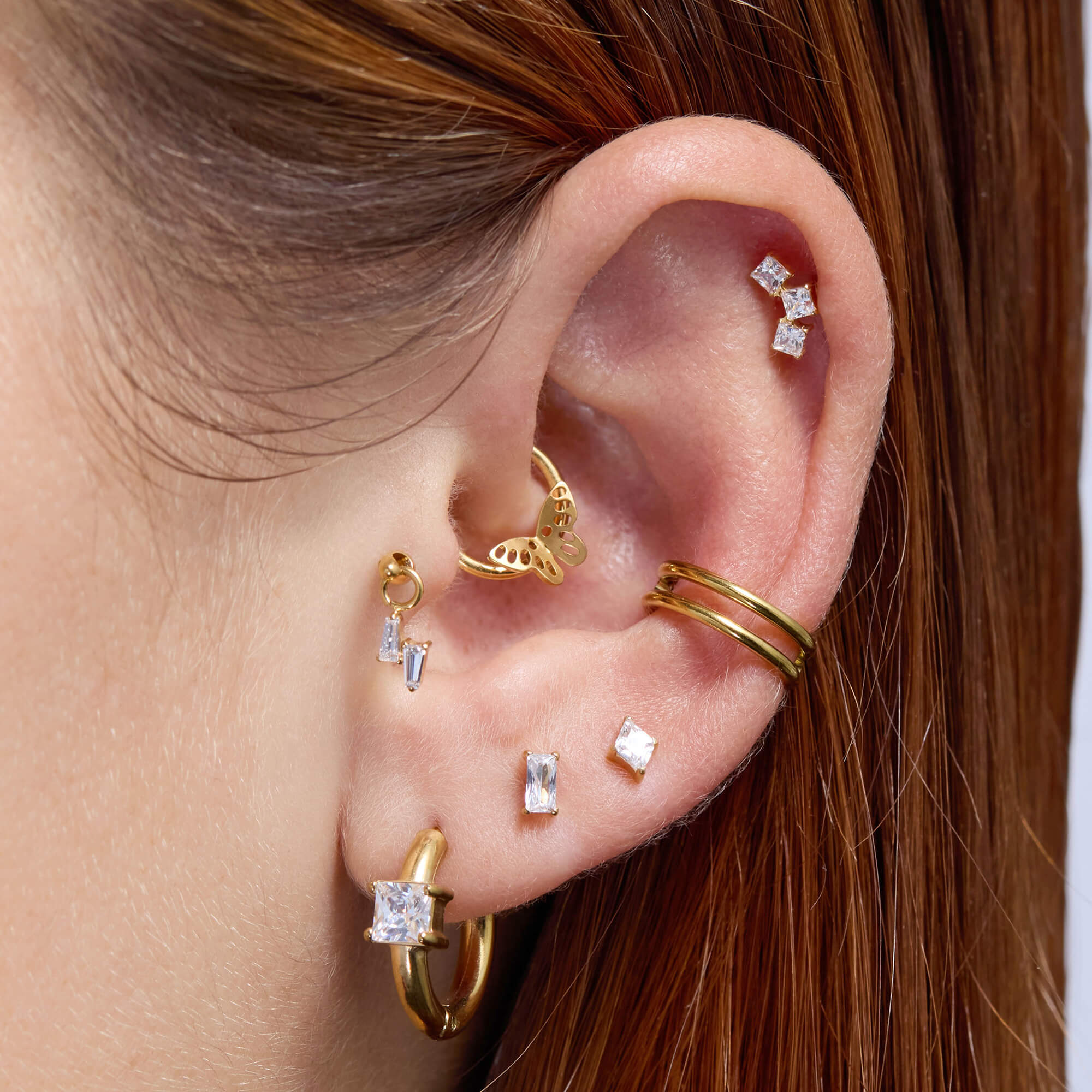 White Square Chubby Hoops (18G)