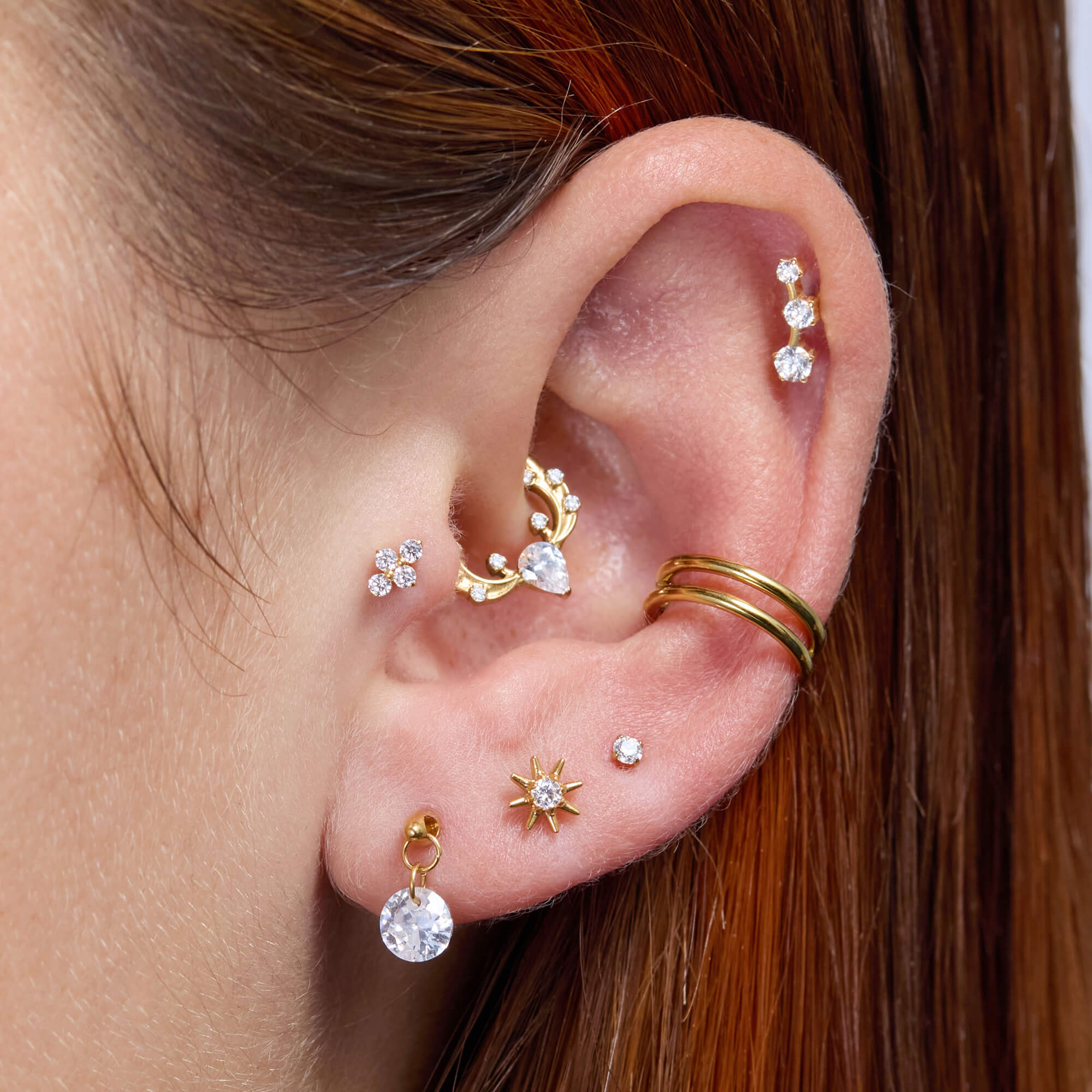 White Quad Cluster Piercing