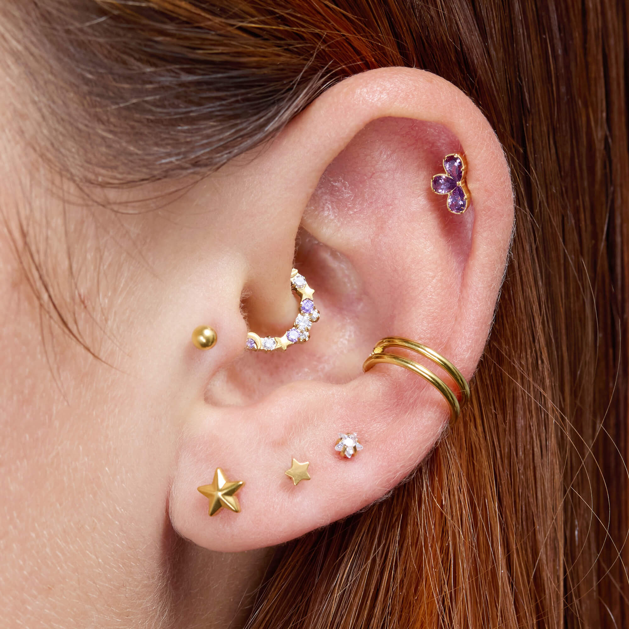 Purple Half Flower Piercing