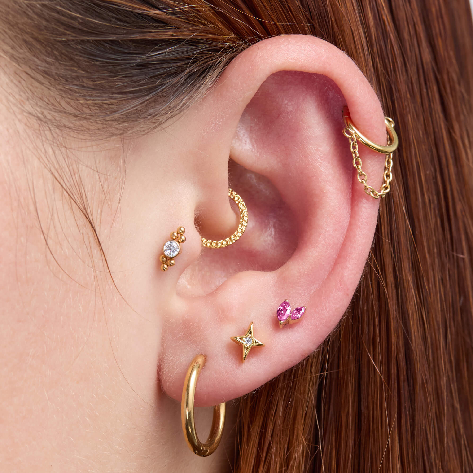 Fuchsia Marquise Cluster Piercing